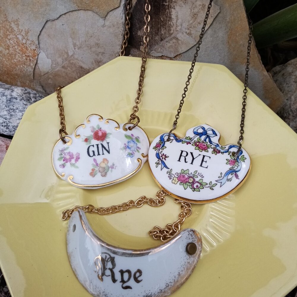 Lot of 3 Bone China Decanter Labels